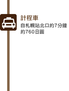 計程車 : 自札幌站北口約7分鐘　約760日圓